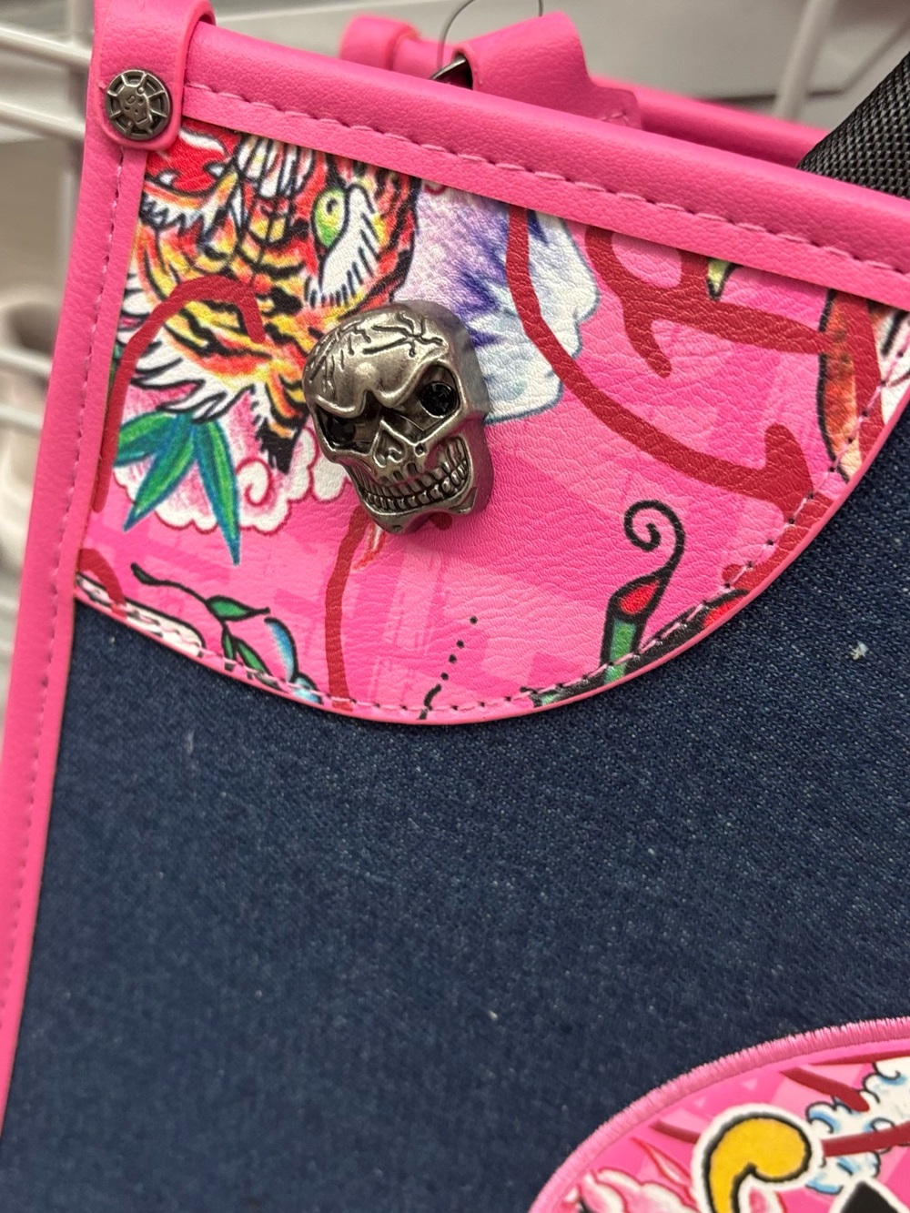 Ed Hardy Tote denim & pink NWT - Picture 3 of 11